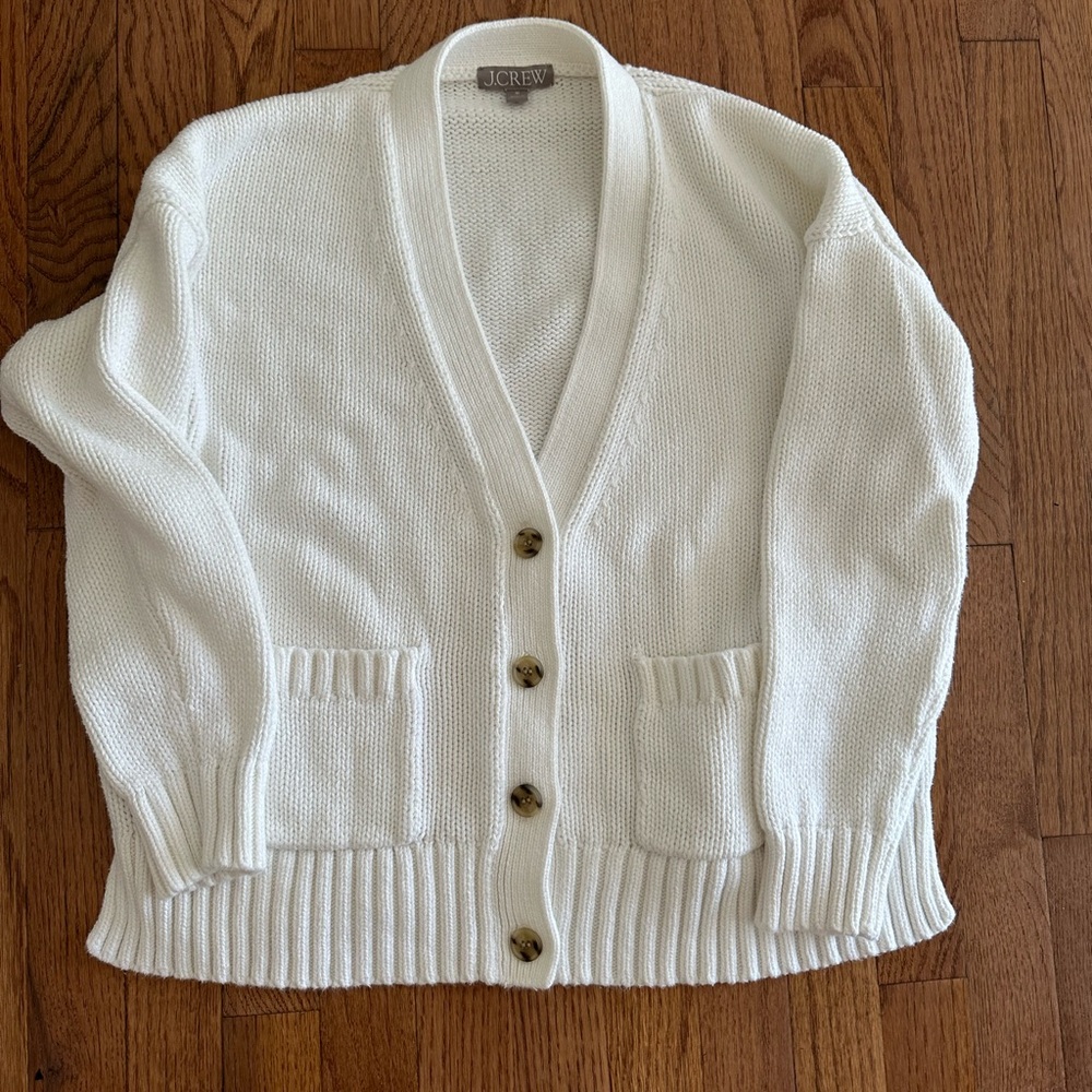 J. Crew Women's Cream Button-Up Cardigan